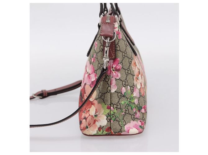 Borsa GUCCI GG Supreme Blooms PVC 2way Beige Pink 429019 Auth LN091V Rosa - vista 4