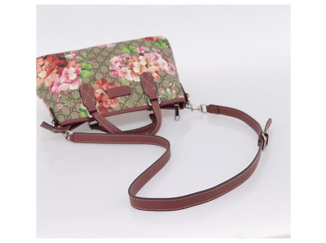 Borsa GUCCI GG Supreme Blooms PVC 2way Beige Pink 429019 Auth LN091V Rosa - vista 8