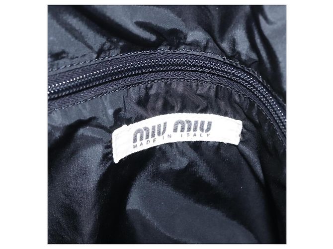 Bolsa de Ombro Miu Miu Nylon Black Silver Auth ka6516 Preto Prata - vista 20