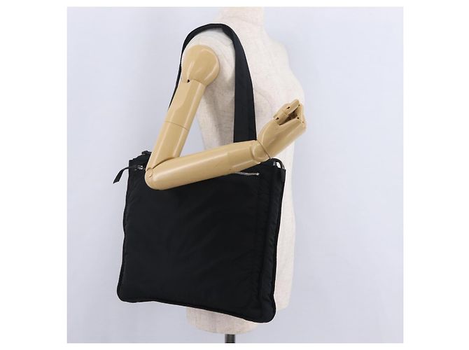 Bolsa de Ombro Miu Miu Nylon Black Silver Auth ka6516 Preto Prata - vista 25