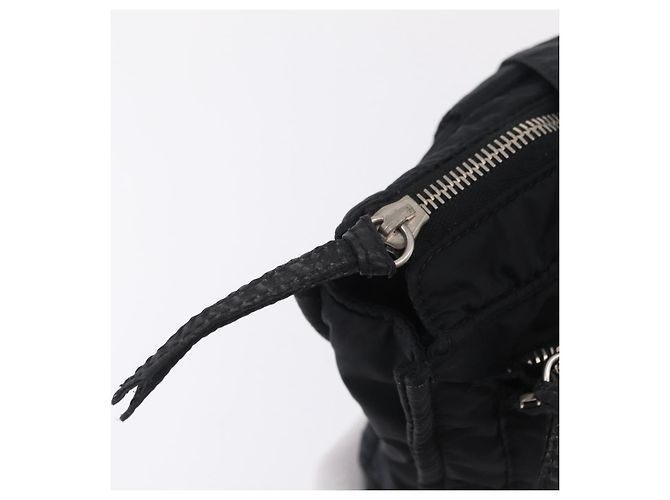 Bolsa de Ombro Miu Miu Nylon Black Silver Auth ka6516 Preto Prata - vista 8