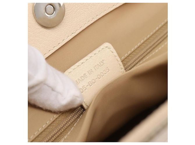 Christian Dior Trotter Canvas Handtasche Beige Silver Auth 201379M Silber - Ansicht 11