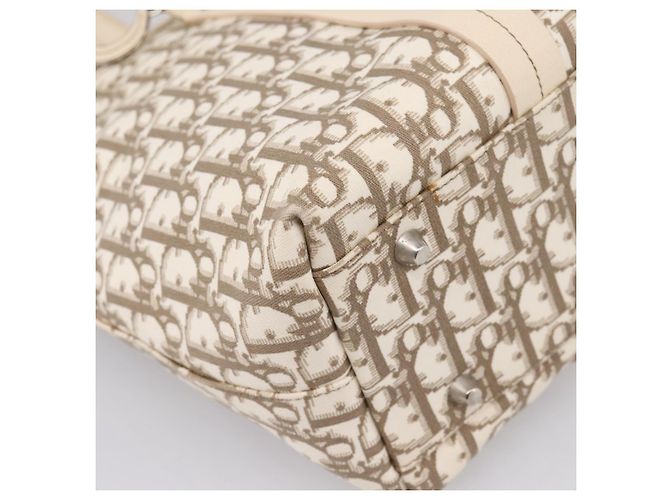 Christian Dior Trotter Canvas Handtasche Beige Silver Auth 201379M Silber - Ansicht 17