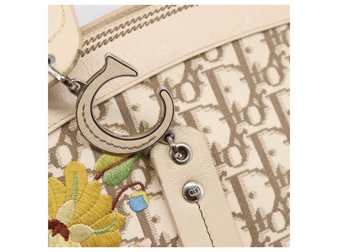 Christian Dior Trotter Canvas Handtasche Beige Silver Auth 201379M Silber - Ansicht 18