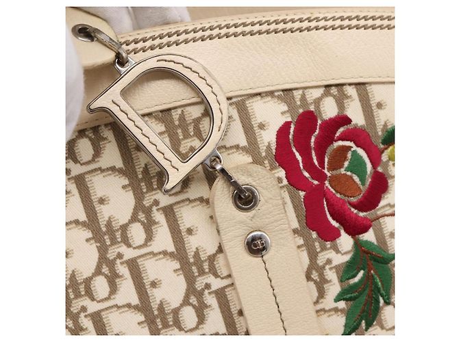 Christian Dior Trotter Canvas Handtasche Beige Silver Auth 201379M Silber - Ansicht 19