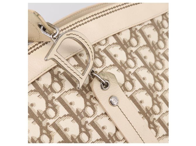 Christian Dior Trotter Canvas Handtasche Beige Silver Auth 201379M Silber - Ansicht 20