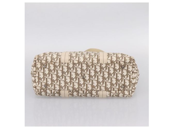 Christian Dior Trotter Canvas Handtasche Beige Silver Auth 201379M Silber - Ansicht 5