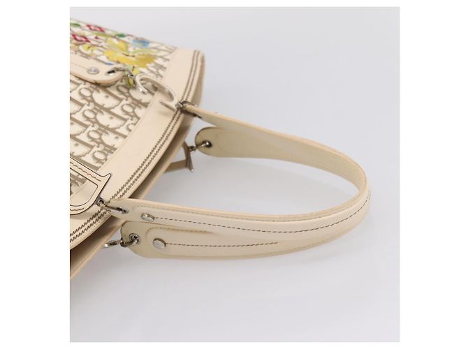 Christian Dior Trotter Canvas Handtasche Beige Silver Auth 201379M Silber - Ansicht 7