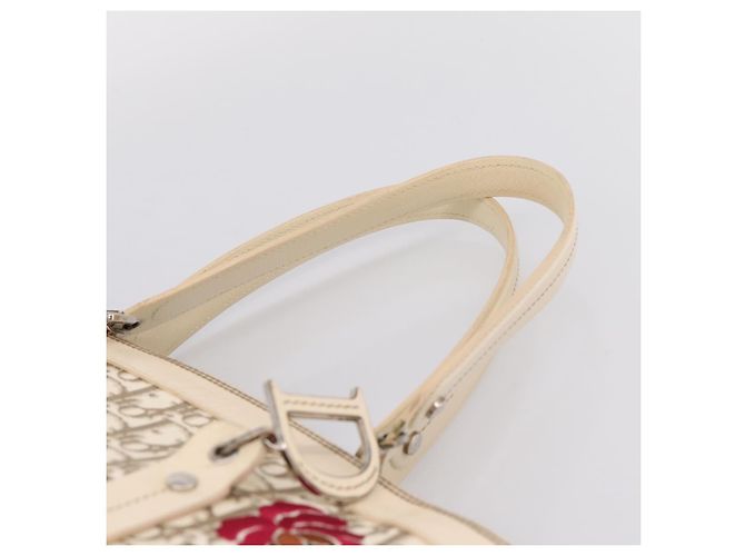 Christian Dior Trotter Canvas Handtasche Beige Silver Auth 201379M Silber - Ansicht 8