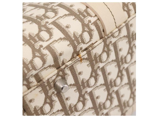 Christian Dior Trotter Canvas Handtasche Beige Silver Auth 201379M Silber - Ansicht 9