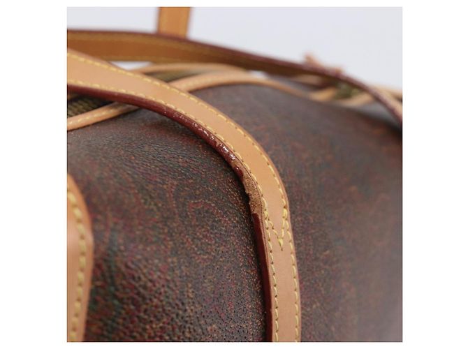 Bolsa ETRO PVC Canvas Brown Gold Auth 206896 Marrom Dourado - vista 10