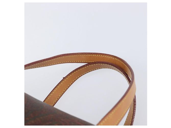 Bolsa ETRO PVC Canvas Brown Gold Auth 206896 Marrom Dourado - vista 14
