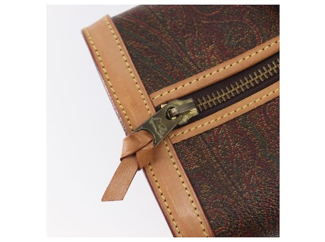 Bolsa ETRO PVC Canvas Brown Gold Auth 206896 Marrom Dourado - vista 19