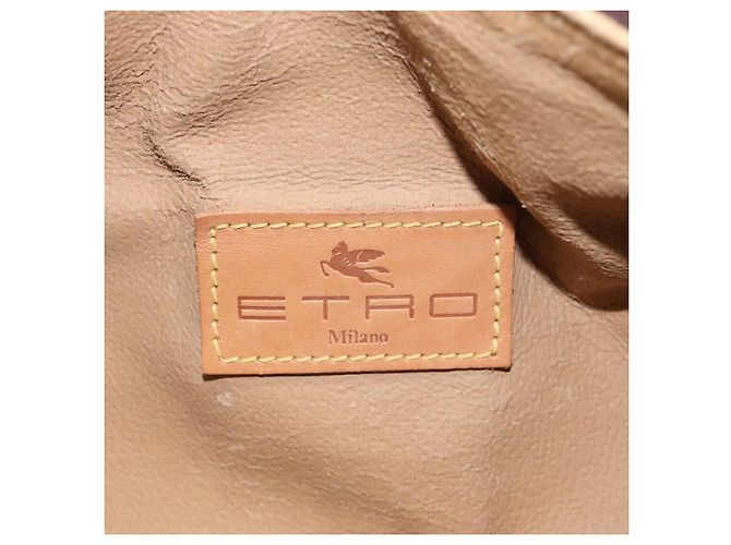 Bolsa ETRO PVC Canvas Brown Gold Auth 206896 Marrom Dourado - vista 20