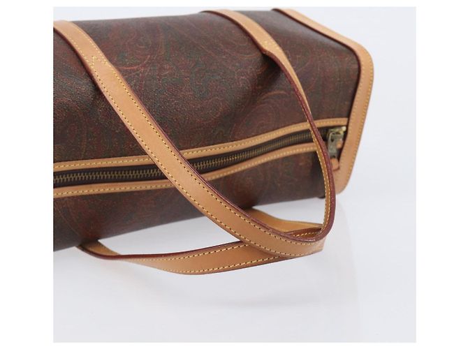 Bolsa ETRO PVC Canvas Brown Gold Auth 206896 Marrom Dourado - vista 8