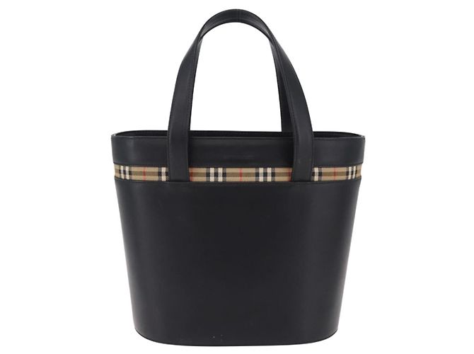 BURBERRY Nova Check Handtasche Leder Black Beige Auth BA16132 Schwarz - Ansicht 13