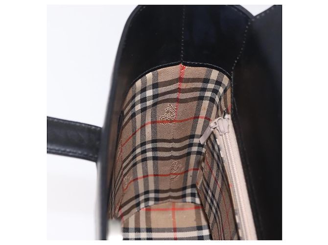 BURBERRY Nova Check Handtasche Leder Black Beige Auth BA16132 Schwarz - Ansicht 19