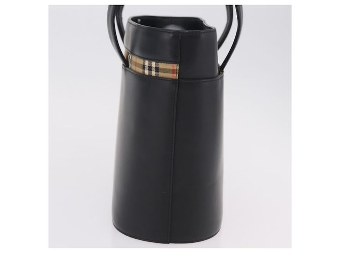 BURBERRY Nova Check Handtasche Leder Black Beige Auth BA16132 Schwarz - Ansicht 3