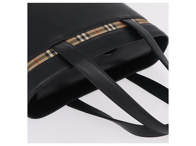 BURBERRY Nova Check Handtasche Leder Black Beige Auth BA16132 Schwarz - Ansicht 6