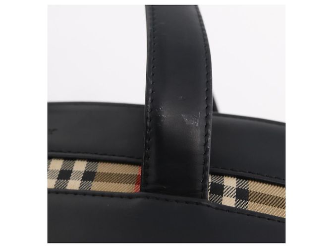 BURBERRY Nova Check Handtasche Leder Black Beige Auth BA16132 Schwarz - Ansicht 9