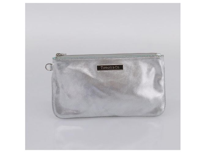 Tiffany & Co. Hand Bag Leather Silver Auth 206887A Silvery - view 18