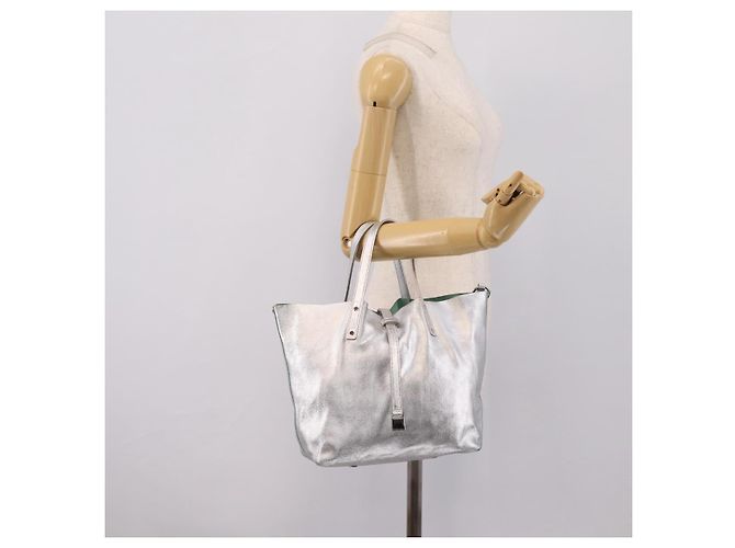 Tiffany & Co. Hand Bag Leather Silver Auth 206887A Silvery - view 22