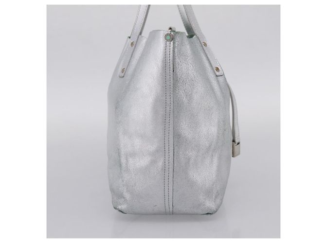 Tiffany & Co. Hand Bag Leather Silver Auth 206887A Silvery - view 3