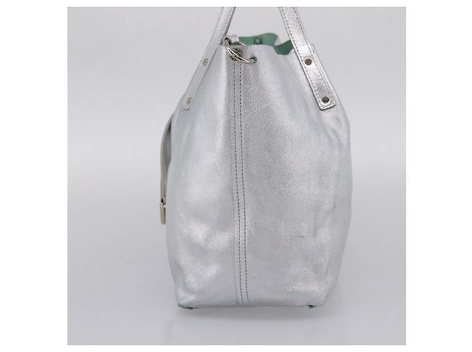 Tiffany & Co. Hand Bag Leather Silver Auth 206887A Silvery - view 4