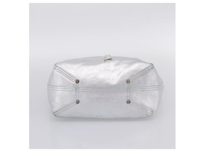 Tiffany & Co. Hand Bag Leather Silver Auth 206887A Silvery - view 5