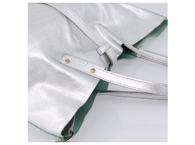 Tiffany & Co. Hand Bag Leather Silver Auth 206887A Silvery - view 6