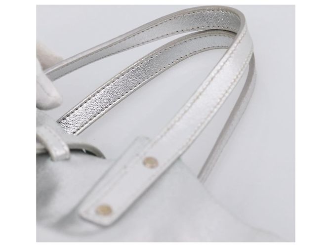 Tiffany & Co. Hand Bag Leather Silver Auth 206887A Silvery - view 8