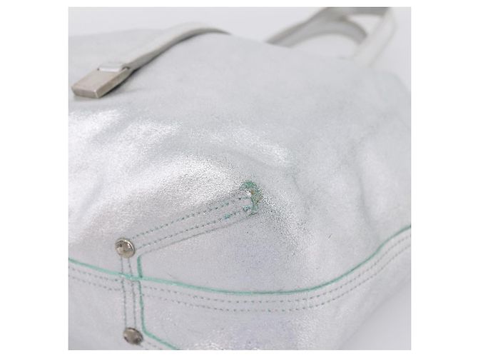 Tiffany & Co. Hand Bag Leather Silver Auth 206887A Silvery - view 9