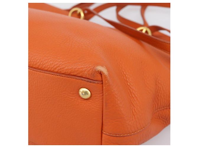 Saco Tote Miu Miu em Couro 2way Laranja Tom Dourado Auth BA16090 - vista 16