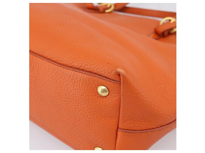 Saco Tote Miu Miu em Couro 2way Laranja Tom Dourado Auth BA16090 - vista 18