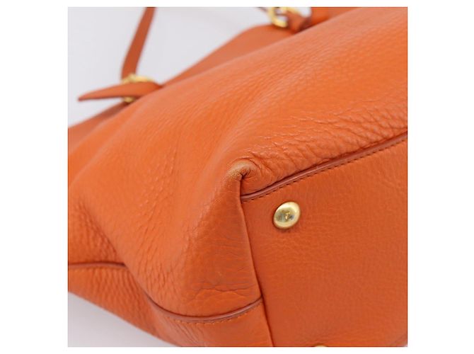 Saco Tote Miu Miu em Couro 2way Laranja Tom Dourado Auth BA16090 - vista 19