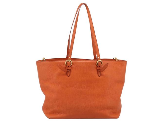 Saco Tote Miu Miu em Couro 2way Laranja Tom Dourado Auth BA16090 - vista 2
