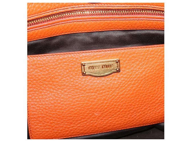 Saco Tote Miu Miu em Couro 2way Laranja Tom Dourado Auth BA16090 - vista 21