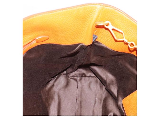 Saco Tote Miu Miu em Couro 2way Laranja Tom Dourado Auth BA16090 - vista 22