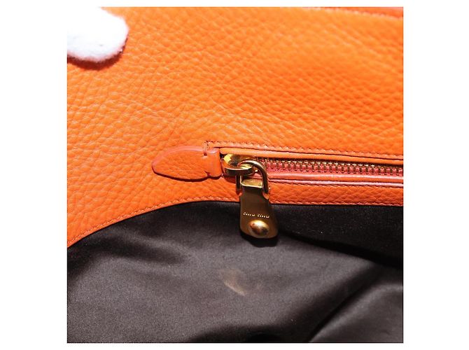 Saco Tote Miu Miu em Couro 2way Laranja Tom Dourado Auth BA16090 - vista 24