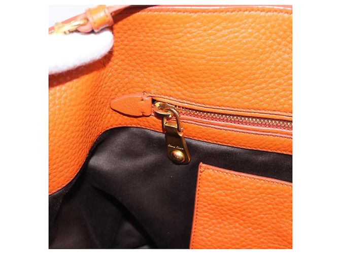 Saco Tote Miu Miu em Couro 2way Laranja Tom Dourado Auth BA16090 - vista 26