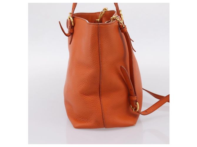 Saco Tote Miu Miu em Couro 2way Laranja Tom Dourado Auth BA16090 - vista 3