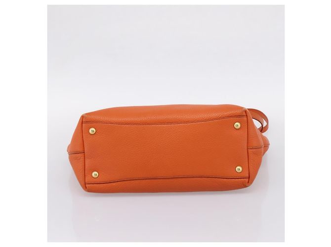 Saco Tote Miu Miu em Couro 2way Laranja Tom Dourado Auth BA16090 - vista 5