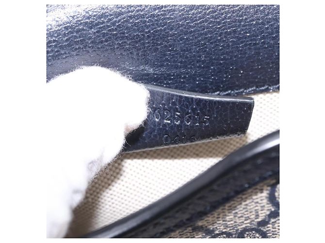Bolsa de Ombro GUCCI GG Supreme PVC Navy Silver 625615 Auth ka6531V Prata Azul marinho - vista 12