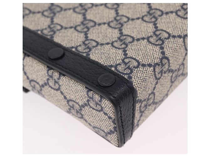 Bolsa de Ombro GUCCI GG Supreme PVC Navy Silver 625615 Auth ka6531V Prata Azul marinho - vista 18