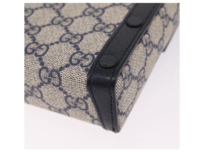 Bolsa de Ombro GUCCI GG Supreme PVC Navy Silver 625615 Auth ka6531V Prata Azul marinho - vista 19