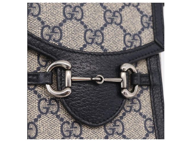 Bolsa de Ombro GUCCI GG Supreme PVC Navy Silver 625615 Auth ka6531V Prata Azul marinho - vista 20