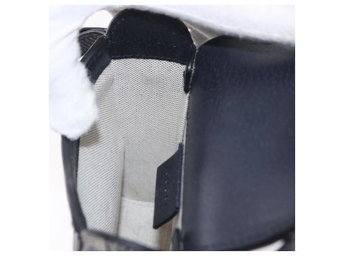 Bolsa de Ombro GUCCI GG Supreme PVC Navy Silver 625615 Auth ka6531V Prata Azul marinho - vista 24