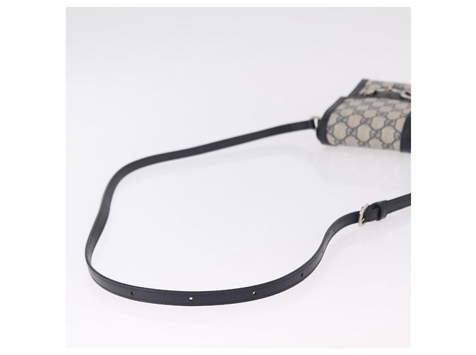Bolsa de Ombro GUCCI GG Supreme PVC Navy Silver 625615 Auth ka6531V Prata Azul marinho - vista 8