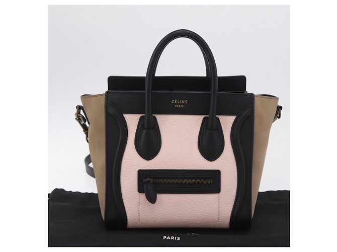 Céline Borsa a mano CELINE Luggage Nano Shopper in pelle 2way Rosa Tono Oro Auth ka6469V - vista 12