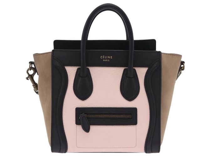 Céline Borsa a mano CELINE Luggage Nano Shopper in pelle 2way Rosa Tono Oro Auth ka6469V - vista 13
